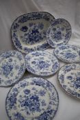 A Ymysmedw pottery blue and white pottery part dinner set,