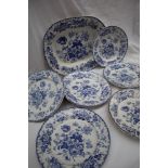 A Ymysmedw pottery blue and white pottery part dinner set,