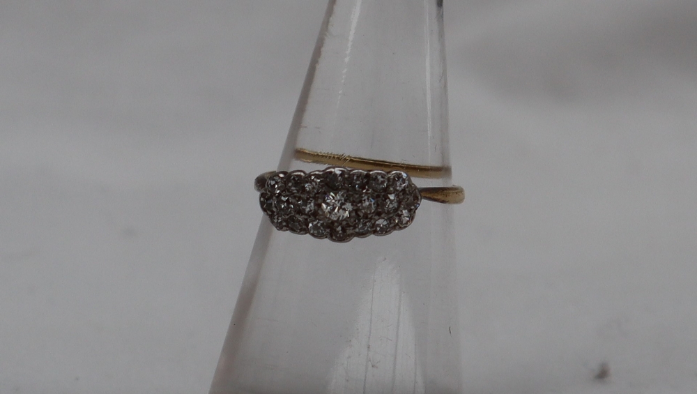 A diamond cluster ring,