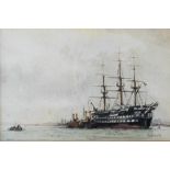 John Godfrey (20th century) Victory in Portsmouth Signed and dated '56 Watercolour 20 x 31cm