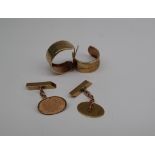 A pair of 9ct yellow gold cufflinks, together with a pair of 9ct yellow gold earrings,