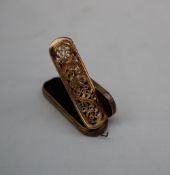 A William IV Nathaniel Mills silver vinaigrette, of oval form with engine turned decoration,