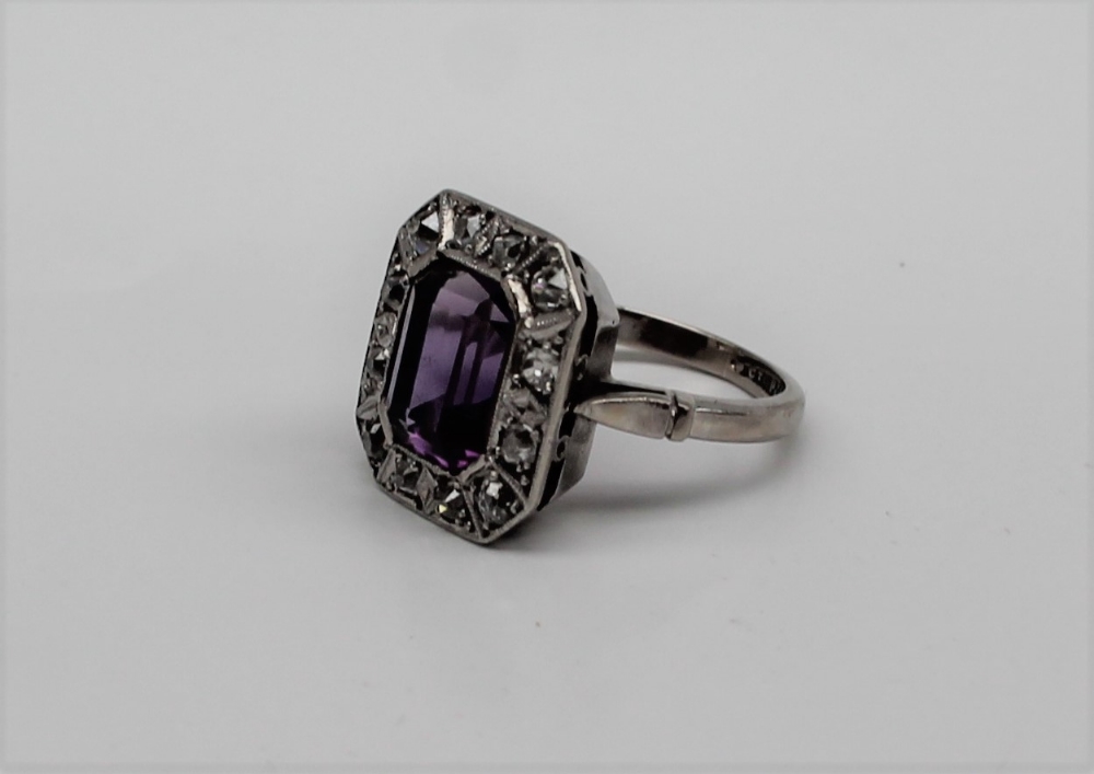 An amethyst and diamond ring, - Image 2 of 6