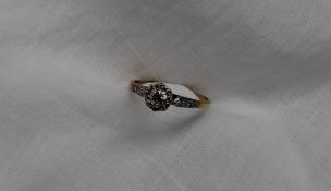 A solitaire diamond ring, the round old cut diamond approximately 0.