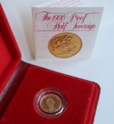 An Elizabeth II gold proof half sovereign,