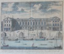 John Harris Prospect of the Customs House Dated December 15th 1714 with dedication Coloured