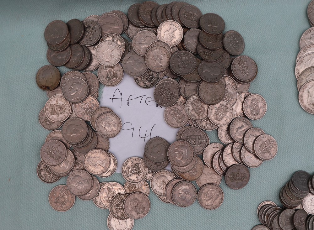 A large collection of white metal coins including crowns, half crowns, Florins, 3d, etc, - Image 2 of 4