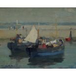 Gyrth Russell (1892-1970) Two Fishing Boats Oil on board Signed and inscribed verso 23 x 29cm ***