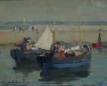 Gyrth Russell (1892-1970) Two Fishing Boats Oil on board Signed and inscribed verso 23 x 29cm ***