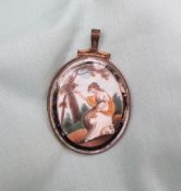 A 19th century gilt metal locket, double glazed,