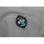 An aquamarine and diamond pendant, the emerald cut aquamarine approximately 25mm x 20mm,