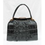 Crocodile skin handbag, in black,