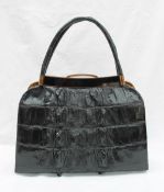 Crocodile skin handbag, in black,