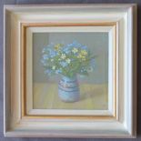 Diana Calvert Forget-me-nots and other spring flowers Acrylics Initialled 19 x 19cm The Albany