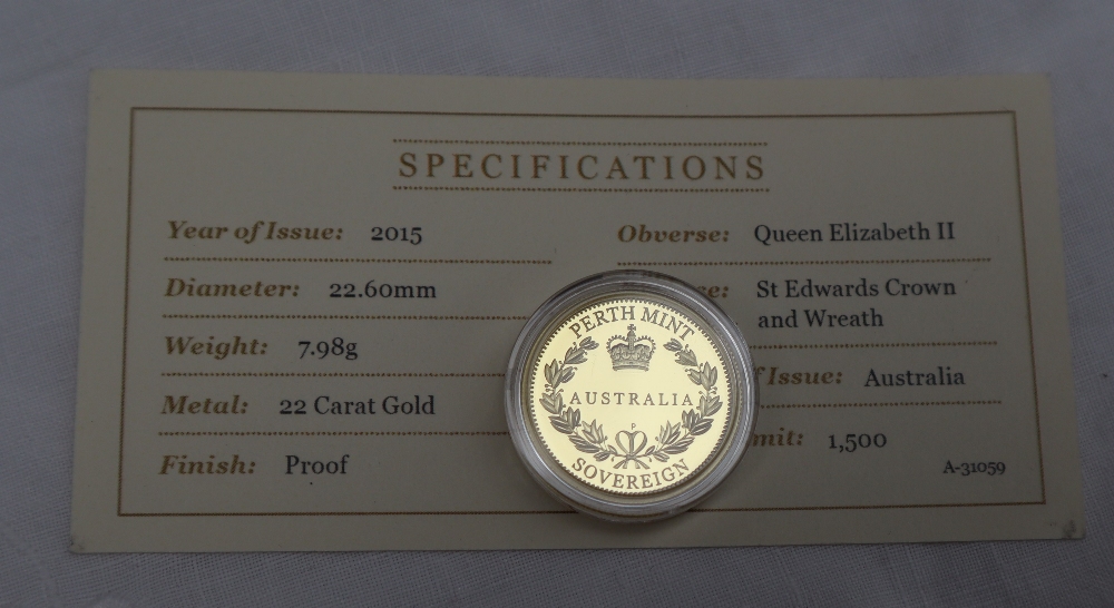 A 2015 Australian gold proof sovereign with certificate, - Image 3 of 3