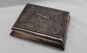 An Edwardian silver jewellery box, of rectangular cushion shape,