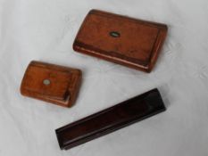 A Victorian burr walnut snuff box of rectangular form with an inlaid hinged lid,