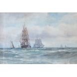 Arthur Wilde Parsons (1854 - 1931) Shipping in a stiff breeze Signed and dated '96 Watercolour,