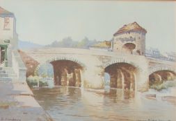 Edward J Mayberry (20th century) Monnow Bridge,