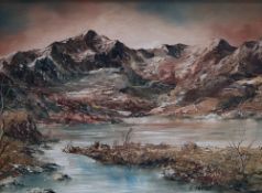 Gwyneth Tomos Llyn Ogwen Oil on canvas Signed 28.