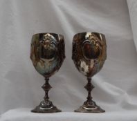 A pair of Victorian silver goblets,