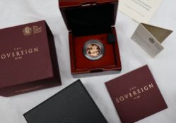 A Royal Mint 2016 gold proof sovereign, with boxes and certificate No.