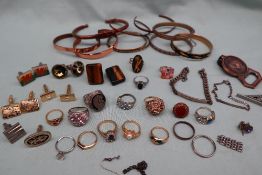 Assorted costume jewellery including rings, bangles,