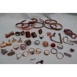 Assorted costume jewellery including rings, bangles,