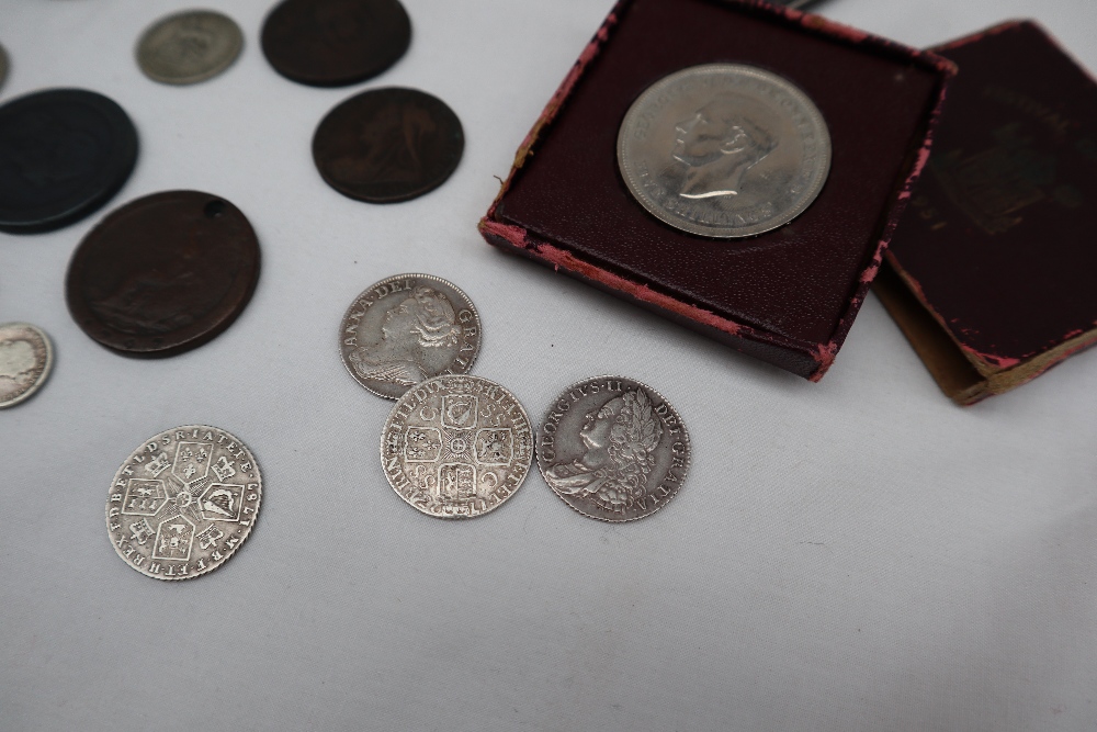 A George I silver SSC shilling dated 1723, together with a George II shilling dated 1758, - Image 2 of 3