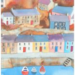 Alice Tennant A Harbour Scene Watercolour 24 x 24cm