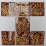 A set of five Minton pottery tiles, Edy and Elgiva, Boadicea, Canute,