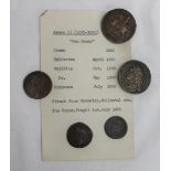 James II gun money, including a crown, half crown, shilling and Do.