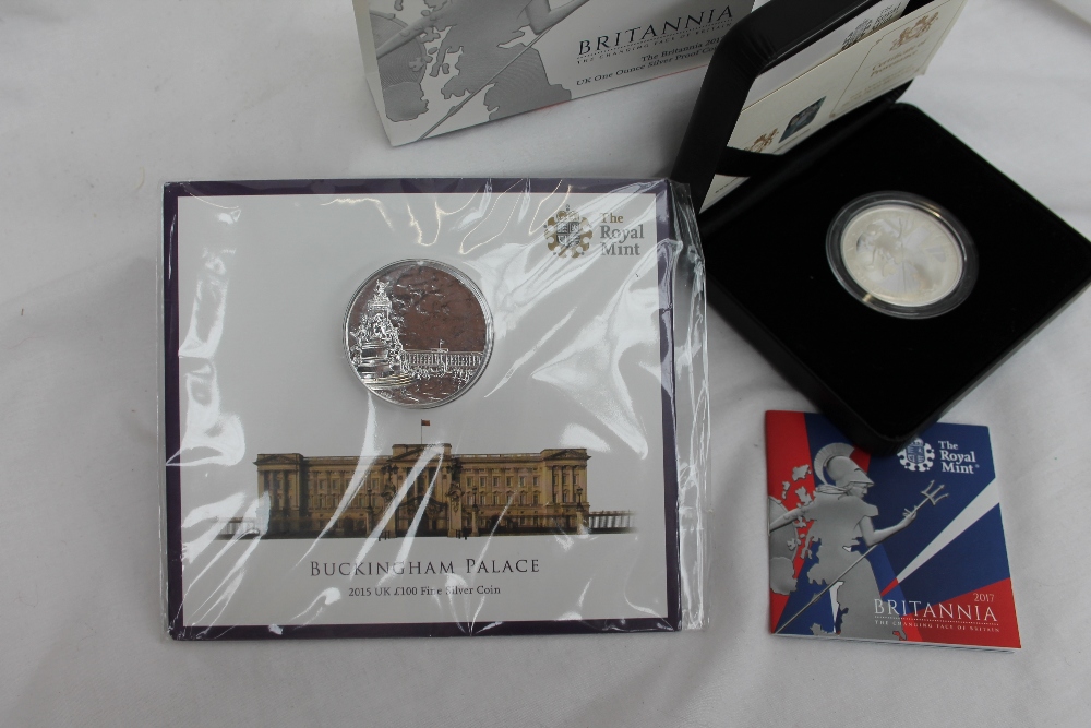 A Royal Mint 2015 UK £100 Buckingham Palace Fine silver coin, - Image 2 of 2
