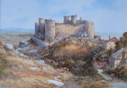 Edgar James Maybery Harlech Castle (N. Wales) Watercolour Signed 26 x 37.