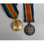 Two World War I medals including the British War Medal and Victory Medal issued to 2 Lieut E.L.