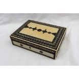 A 19th century Anglo Indian ivory and Sadeli work jewellery box of rectangular form, 21 x 15.