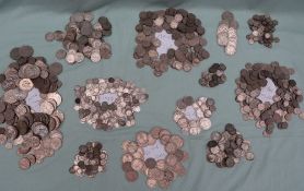 A large collection of white metal coins including crowns, half crowns, Florins, 3d, etc,