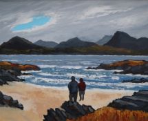 David Barnes Looking towards Skye Oil on Board Signed verso and label 39.5 x 49.
