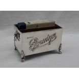 An Edwardian silver bridge box, with three compartments for playing cards,
