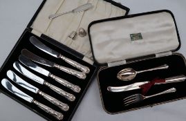 A set of six George VI silver handled kings pattern knives, , Sheffield, 1936,