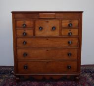 A Victorian mahogany Scotch chest, with a rectangular moulded top above a central frieze drawer,