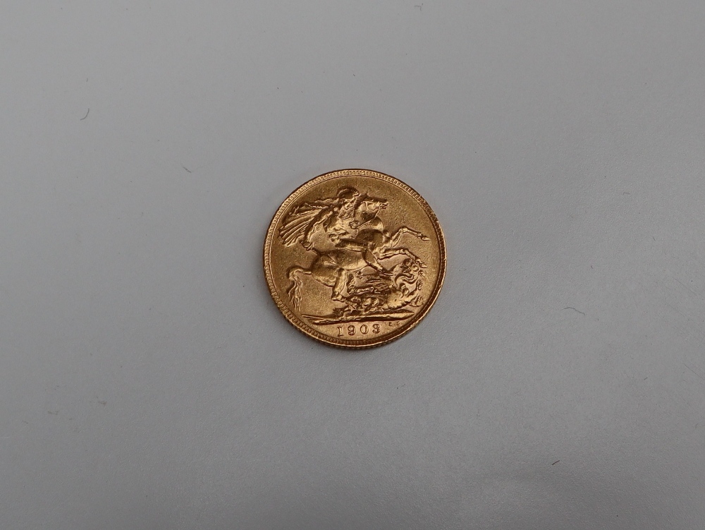 An Edward VII gold sovereign, - Image 2 of 2