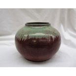 A Diane Love for Ruth Stein studio art pottery vase, decorated in green and pink,