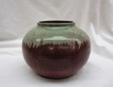 A Diane Love for Ruth Stein studio art pottery vase, decorated in green and pink,