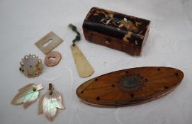 A 19th century tortoiseshell and mother of pearl inlaid box of rectangular form, 6.