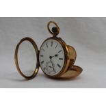 A late Victorian 18ct yellow gold open faced keyless wound pocket watch,