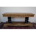 A gilt decorated and parquetry console table,