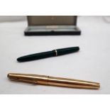 A Parker Victory fountain pen, in green with a 14k knib,