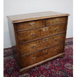 A Queen Anne walnut and cross banded chest, the rectangular moulded top,