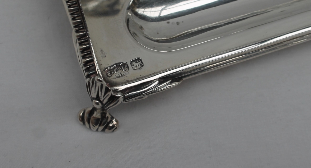 A late Victorian silver desk standish, of rectangular form, with a pierced three quarter gallery, - Image 3 of 4